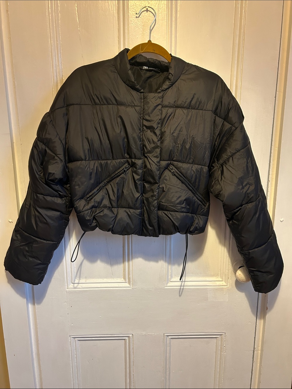 Zara Black Cropped Puffer Jacket